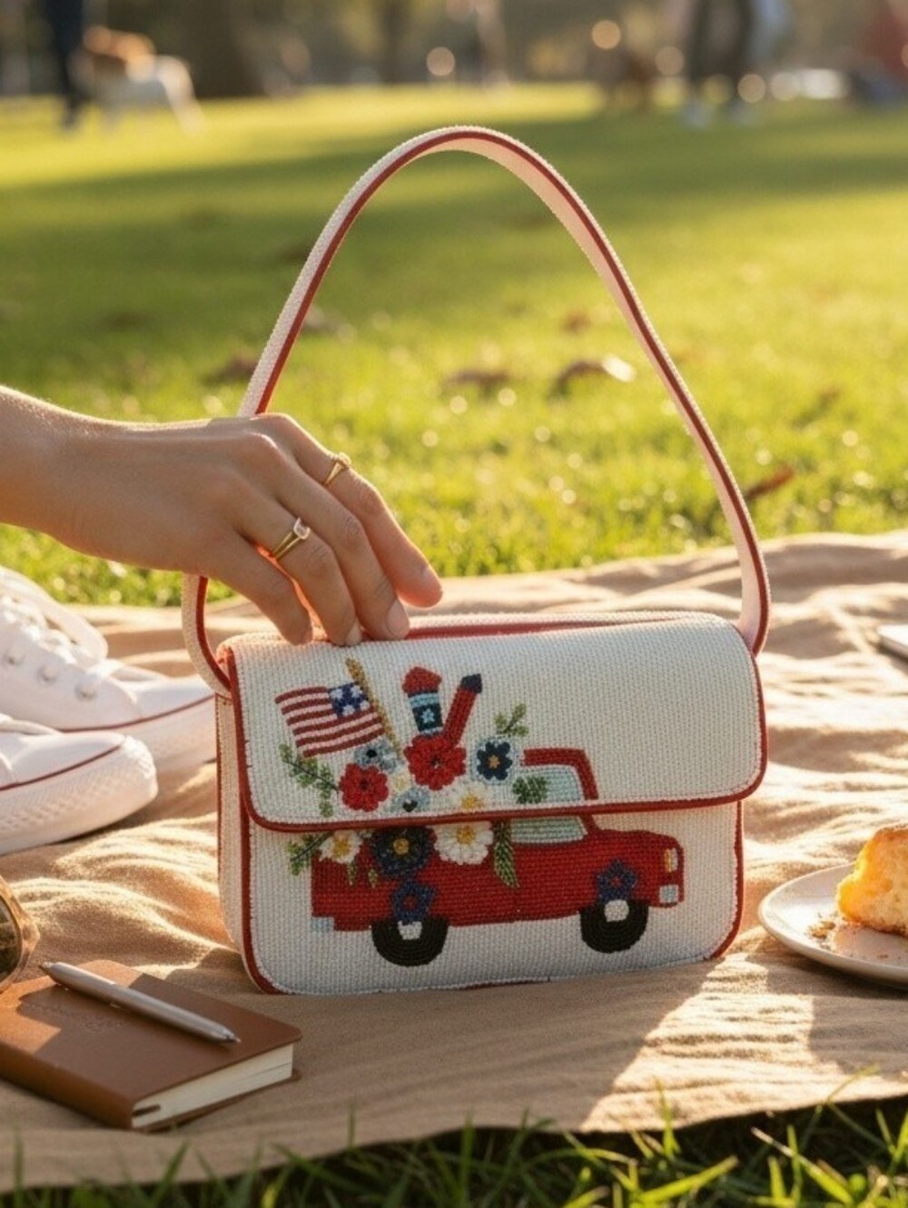 Sol & Mer Viral Beaded Patriotic Red Truck Shoulder Bag – NWT